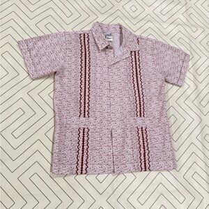 Six Honeybees Maroon Football Pattern Guayabera Fishing Shirt